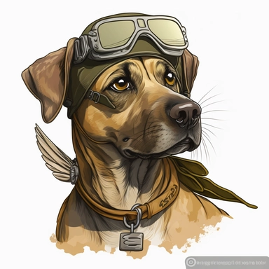 clipart of a black mouth cur dog as a pilot