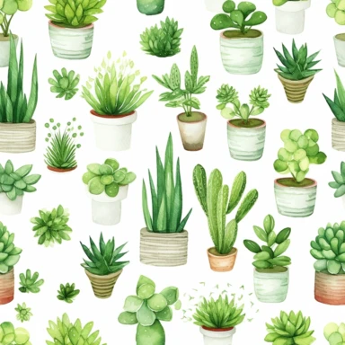 jade succulent plant clipart + white background + watercolor style