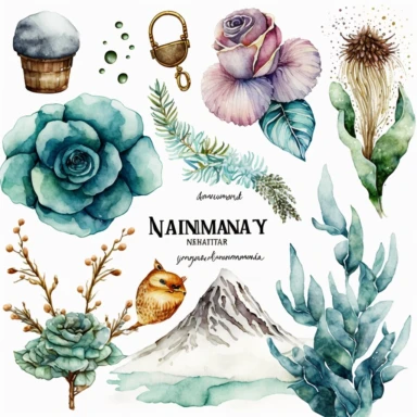 january clipart elements, watercolor