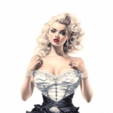 beautiful stunning pretty vintage burlesque girl, elegant corsets and jewles, paint art style, clipart, white background, superrealistic, one of a kind