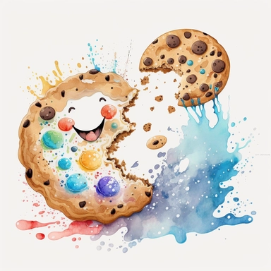 cute cookies , sweet , cartonny, white background , clipart, watersplash , watercolour , funny cookie