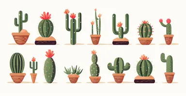 clean, cactus design, clip art style on a white background
