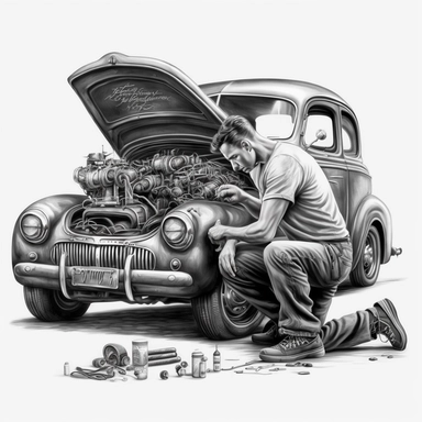 mechanic, car, clipart, very detailed, high resolution, white background