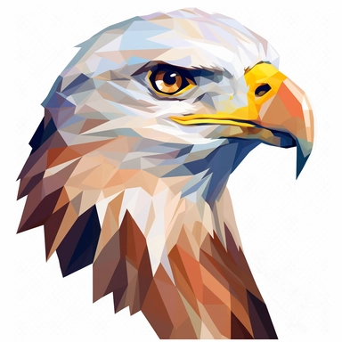 polygon eagle head flat svg vector clipart illustration, on a clean white background