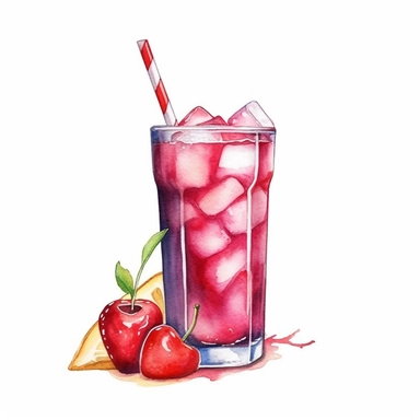cold beverage, clipart, watercolor, white background,
