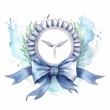 Graceful Baptism Watercolor Clipart - Pastel Blue Baptism Certificate: This clipart represents a baptism certificate in pastel blue, highlighting the official recognition of this spiritual milestone.