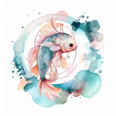 zodiac sign pisces, watercolor Clipart, Clipart, boho style, baby, isolated white background, 8k, Seed 1905941022