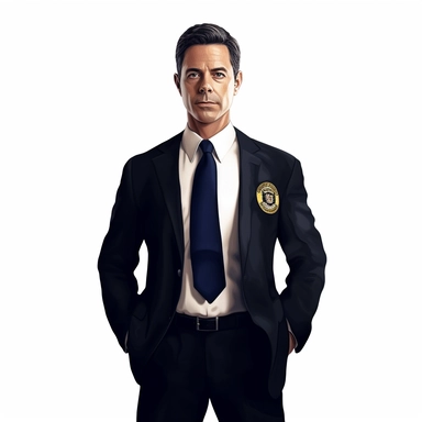 clipart of an FBI agent, white background