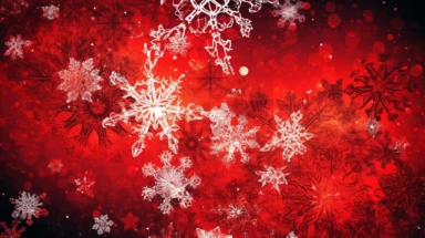 christmas snowflakes christmas backgrounds and clipart, in the style of uhd image, pseudo-infrared, red, pseudo-realistic, toyism, digitally enhanced, minimalist backgrounds