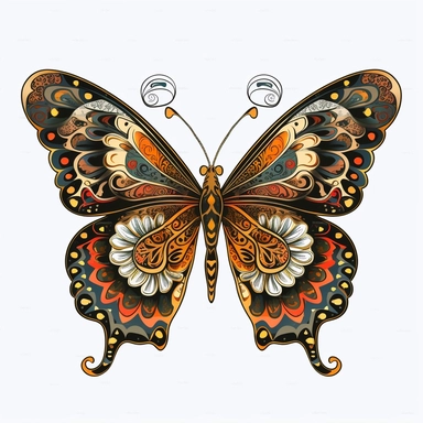 aqaurel colored black colored butterfly, clip art, white background, clear background