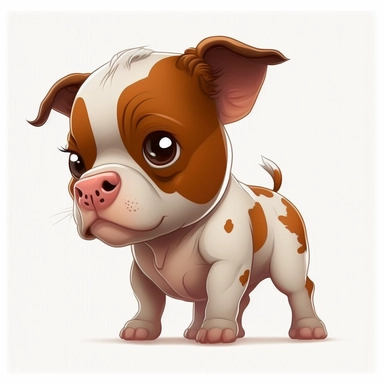 cartoon of mutt mixed baby bull, cute, funny, clipart style, vector style, white background