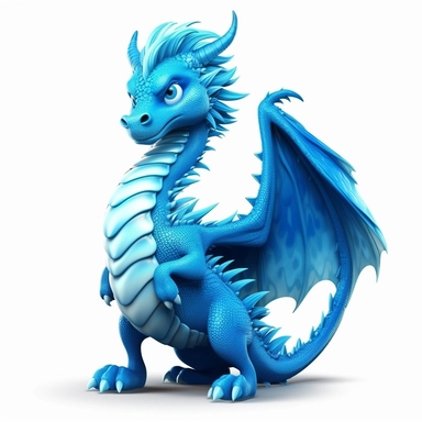 Cute Beautiful 3d Adult blue ocean dragon Is Standing Full body Vector Sublimation Clipart,Cartoon,hyper realistic, intricate detail, illustration style,high solution,on the white background