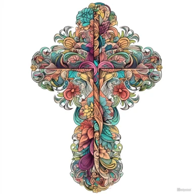 beautiful cross clipart, contour, white background no jesus