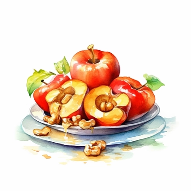 An endearing watercolor Cashew Apple clipart of Cashew Apple presenting in plates 300DPI