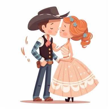 adorable simple cowboy wedding clipart, white background