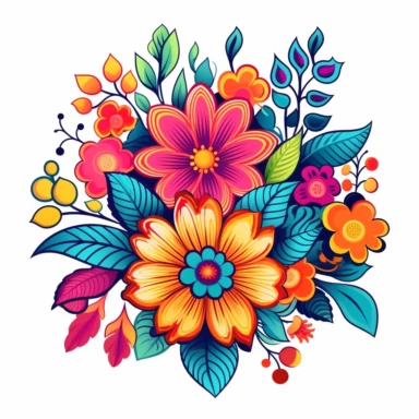 One of the trending clipart designs on Midjourney features a collection of vibrant flowers arranged on a clean white background. The clipart captures the essence of nature's beauty with its intricate details and bold colors, making it an appealing choice for various creative projects. The floral clipart design showcases a variety of blossoms, including roses, daisies, tulips, and more. Each flower is carefully illustrated, capturing its unique shape, texture, and petal arrangement. The vibrant c