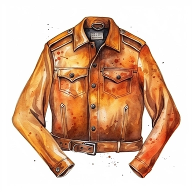 cowboy Leather jacket watercolor clip art on white background