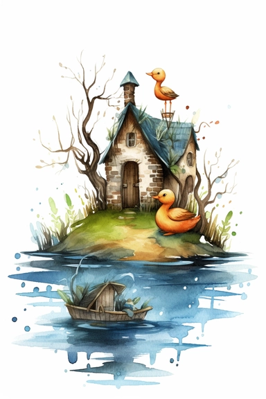 flood watercolor clipart cute isolated on white background