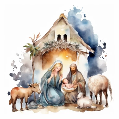 watercolor nativity scene clipart