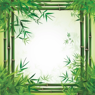 bamboo frame with green leaves and wood bamboo clipart vector, hd illustration, in the style of zhang kechun, uhd image, pictorial harmony, crosshatched shading, large-scale murals, zhichao cai