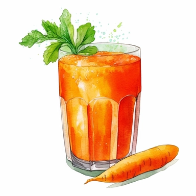 one watercolor clip art glass of carrot juice on a white background, in the style of animal figurines, texture-rich, multilayered collages, lively tableaus, use of paper, cabincore, uhd image , no watermark, text, words, paintbrush, 300 DPI, typography, the images do not stick together, no text in the picture
