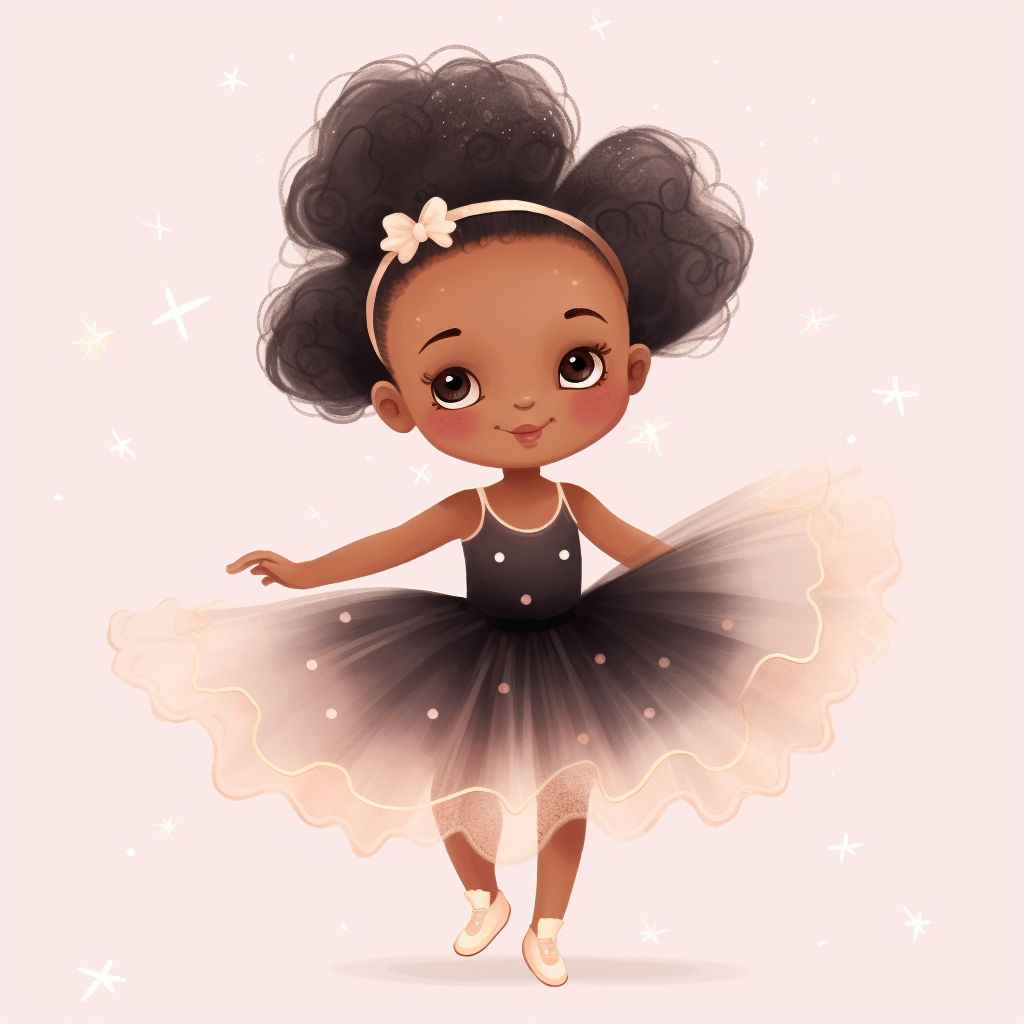 Adorable black girl ballerina, ultra cute, clip art - Clip Art Library