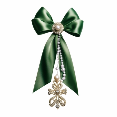 one biggest huge thin ribbon khaki green bow delicate long long tail silk ribbon clipart luxury pearl and gemstone charm jewelry decoration transparent png aesthetic truly timeless elegance premium luxury ornate photo realistic honestly reality consistent quality unique exquisite iridescence individuality array of rich treasured throughout the ages refinement symbolizing luxury glamour allure wonders oluminous quality light in a myriad of enchanting royal jewelry delicate polished sophistication