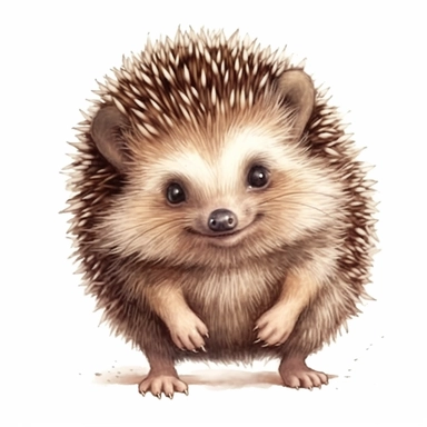 happy cute baby hedgehog, hand draw Illustration clipart, 4K, extremely detailed Sublimation Clipart,Cartoon,hyper realistic, intricate detail, illustration style,high solution,on the white background