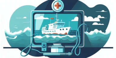 clipart minimalist telemedicine maritime, white background