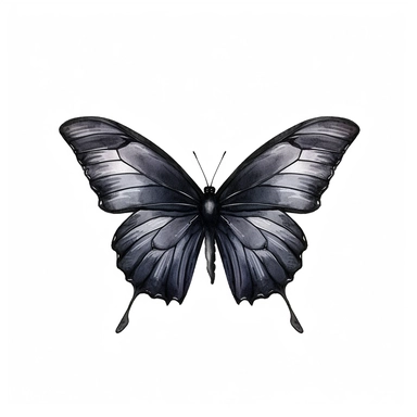 black butterly clipart, watercolor style, white isolated background, 4k, hdr