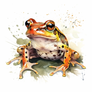 watercolour illustration free brushstrokes, beautiful and joyful, spotted frog, mark brooks, naturecore, animal clipart, isolated on a white background,