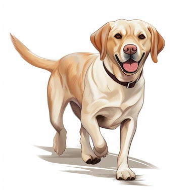Labrador Retriever, Walking, cartoon, Clipart, white background, no text, no caption