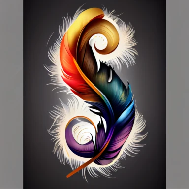 The number 8 is made up of a feather, Illustration clipart, 4K, extremely detailed
