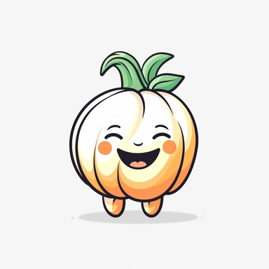 cute Garlic, happy and smiling, bold line, clipart, sticker, white background, no shadow, 8k detail