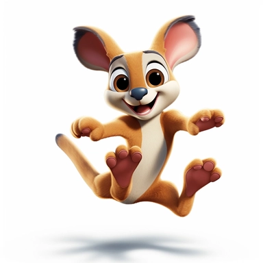 disney pixar cute silly jumping kangaroo, clipart white background