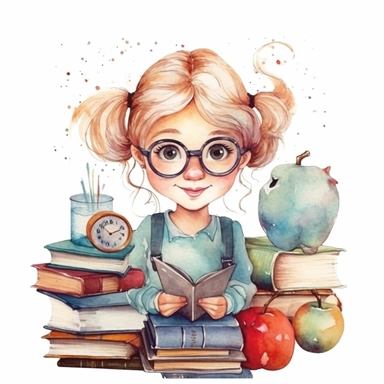 watercolor illustration, cute, teacher day clipart, highest resolution and on white background. solid edges and clear clipart