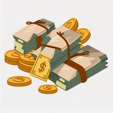bundles of money , white background, svg-style, flat image, flat objects, no shadows, no shading, simple svg style, clipart, cartoon