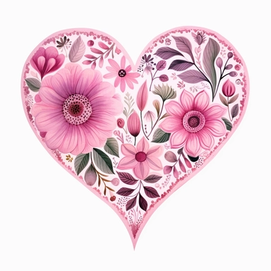 Heart Clip Art Boho Pink Heart Love Clipart Hand Painted