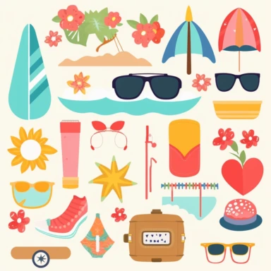 Summer love clipart, travel holidays clip art, 8k