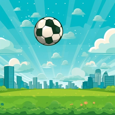 corporate clipart style soccer field over head playing soccer sports green sky