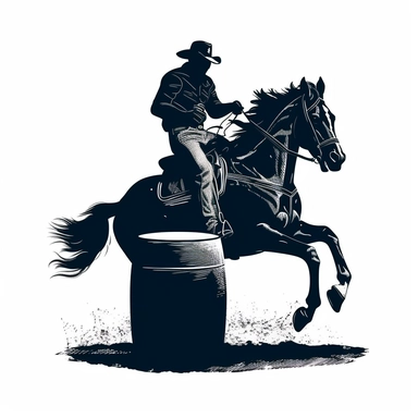 western rodeo barrel race minimalist silhouette tattoo desing clipart
