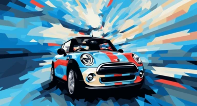 lightning mcqueen wallpaper car clipart, in the style of pixelated portraits, dark white and sky-blue, austin mini, 32k uhd, detail-oriented