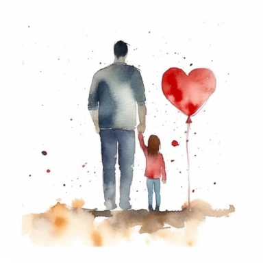 Father's day beautiful clipart, dad standing, watercolor, clipart, back view, heartmelting, love, relationship, minimal
