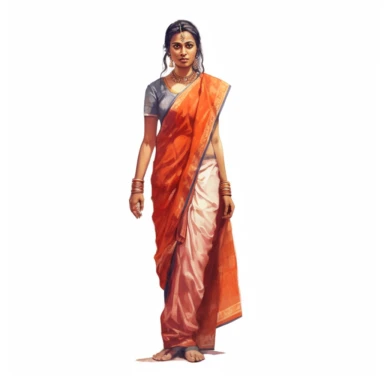 watercolor style, full body view, beautiful woman from India wearing traditional clothes, very detailed, realistic, clipart, isolated on white background, 4K