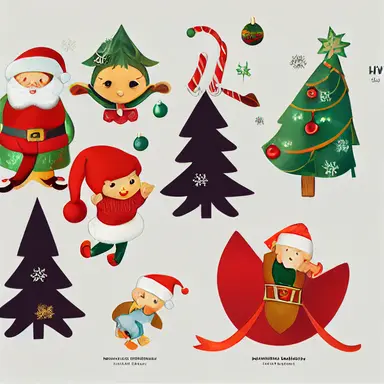 Children Logo Design [ Christmas clipart by Eyvind Earl] graphic friendly texture soft shade intricate details illustration concept art magic realistic playful kids character childhood nature fine ink detailes extreme detailed no backwards +3dmax +uhd +8k