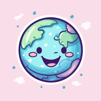 earth art vector graphic space happy kawaii clip art precise clean lines symmetric clip art on white background