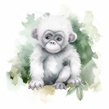 little cute cool white gorilla cartoon clipart on avenue watercolor