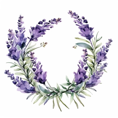 Adorable watercolor retro garland of lavender flowers for wedding invitation, watercolor clipart, high quality clipart, no background, high details