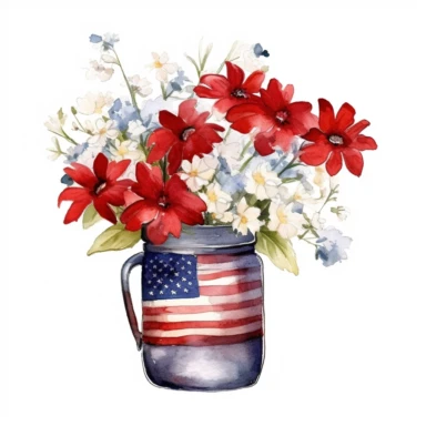 watercolor happy memorial day clip art, white background