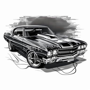 high definition clipart drawing of a 1970 chevrolet chevelle muscle car